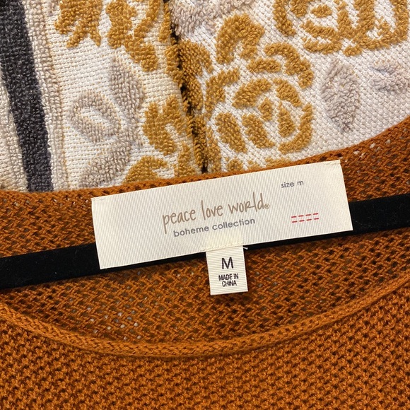 Peace Love World | size M | Boheme Collection, Rust Brown Cotton Flower Sweater - Picture 3 of 9